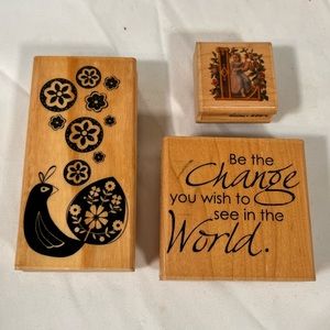 Lot Of 3 Rubber Stamps Stampin Up Peacock Victorian Rubber Stampede Quote